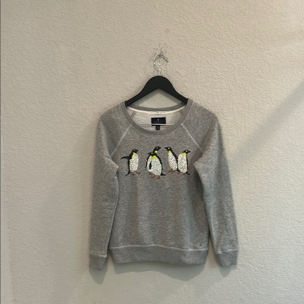 American Eagle Outfitters Gray Penguin Sweater